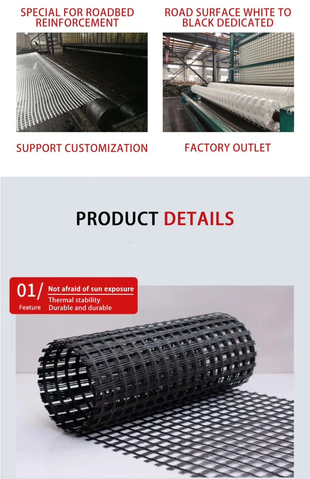 4% Elongation 100kn Fiberglass Mesh Geogrid with CE Certification Geogrid for Road Construction Sale