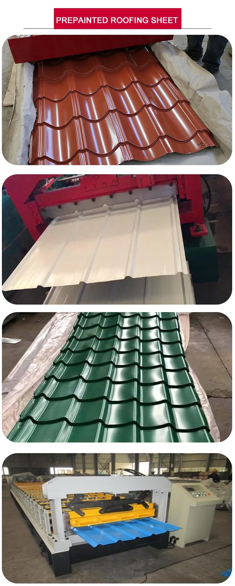 Premium Quality Zinc Coated Corrugate Steeltiles Color Coated PPGI PPGL Steel Roofing Sheet