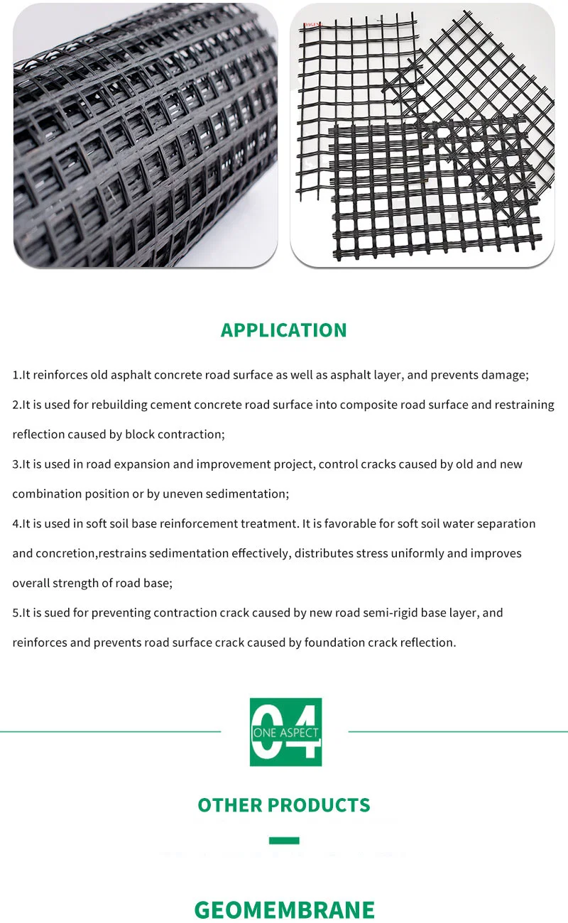 Factory Direct Sale High Tensile Basalt Fiber Mesh Geo Grid Fiberglass Geogrid Coated Bitumen 100-100kn/M for Sale