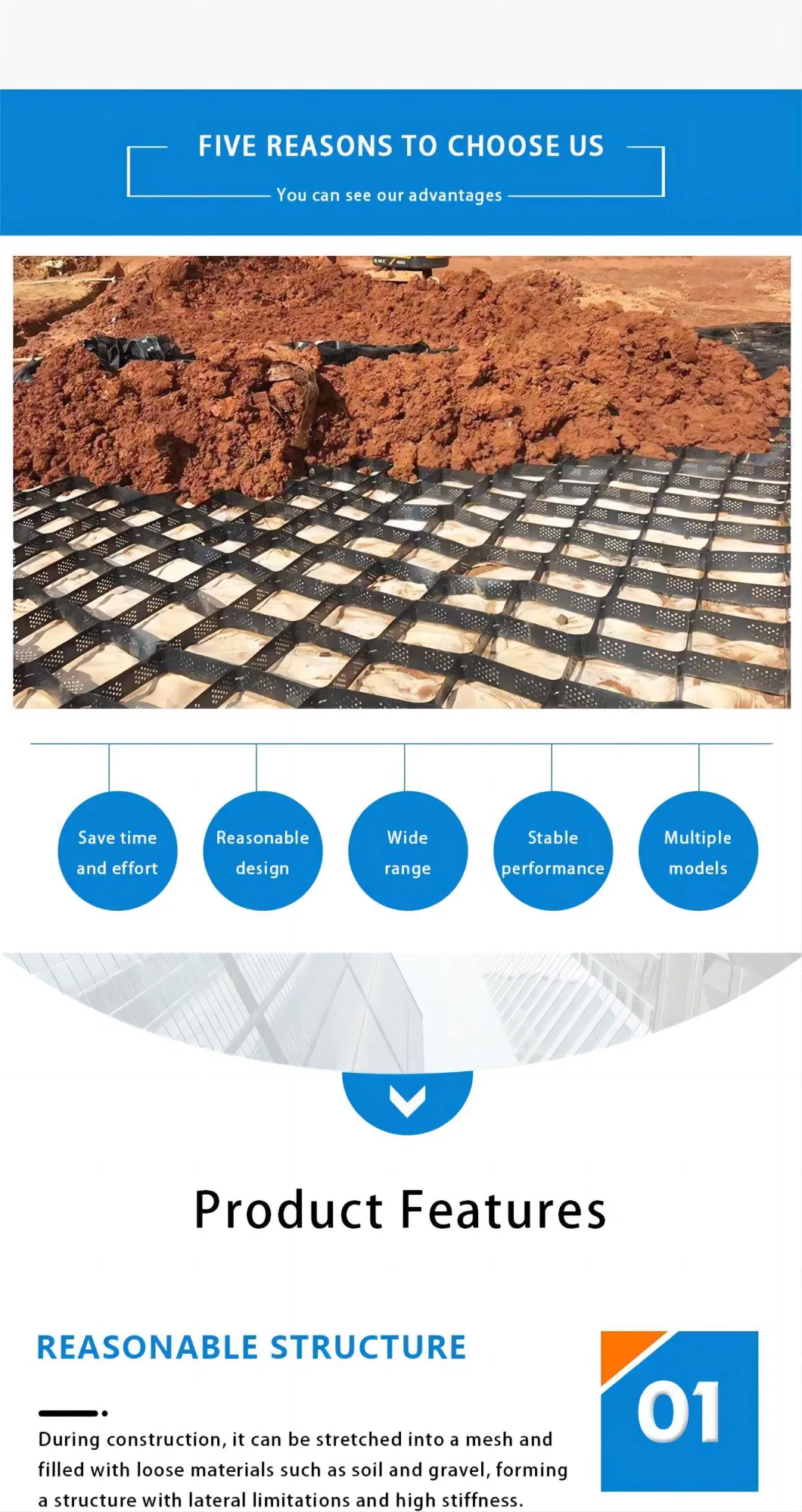 HDPE Road Geocell 150mm Geocell Plastic Honeycomb Geocell Ground Grid Sell