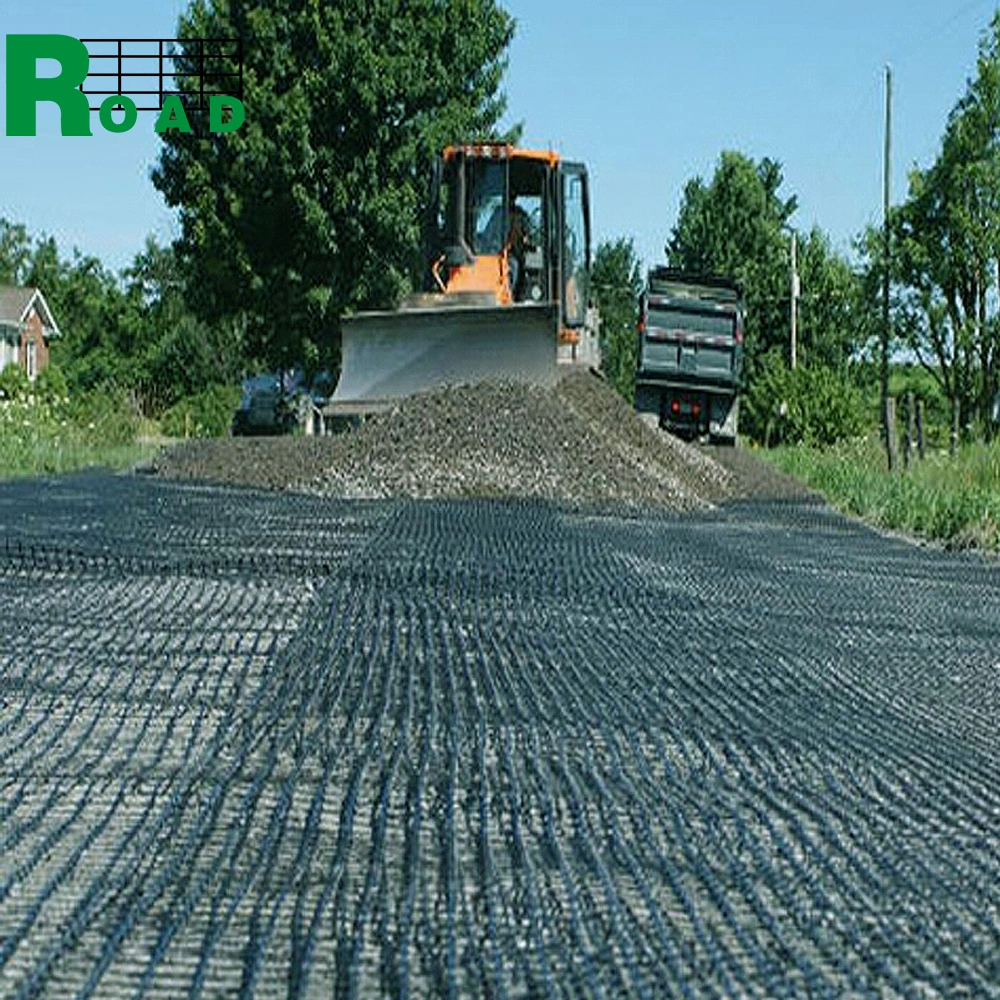 Customized Black 80kn 100kn Asphalt Road Glass Bidirectional Fiber Geogrid for High-Quality Slope Protection Roadbed Reinforcement