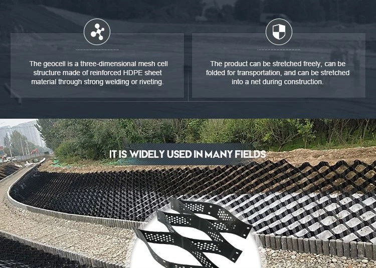 Plastic Polypropylene Erosion Control Geocell HDPE Horse Paddock Grid Honeycomb Soil Stabilizer