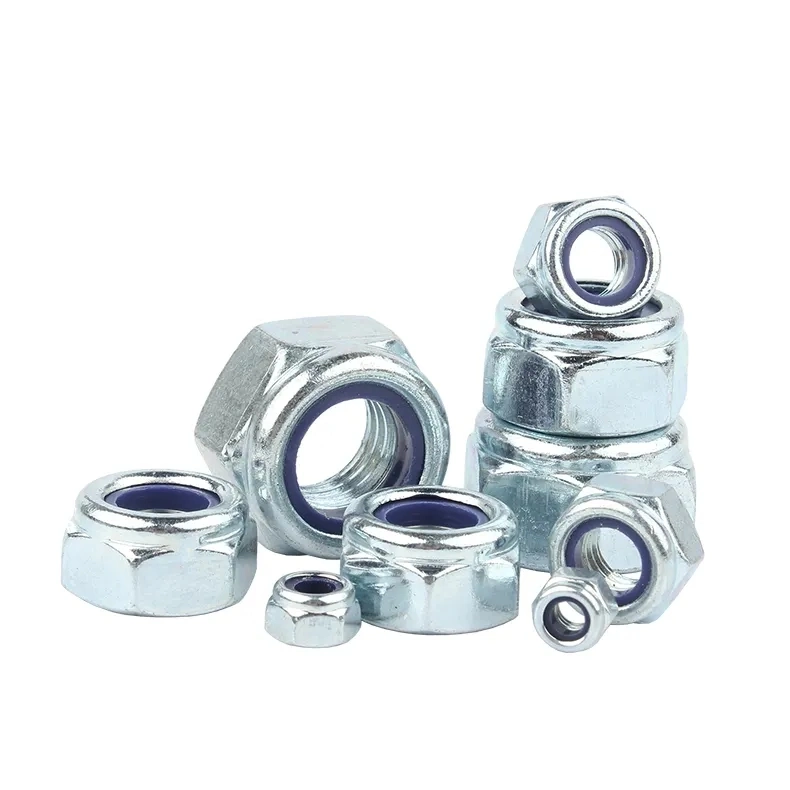 DIN982 White Zinc Plated Galvanized Hex Lock Nuts Nylon Locking Hex Nut