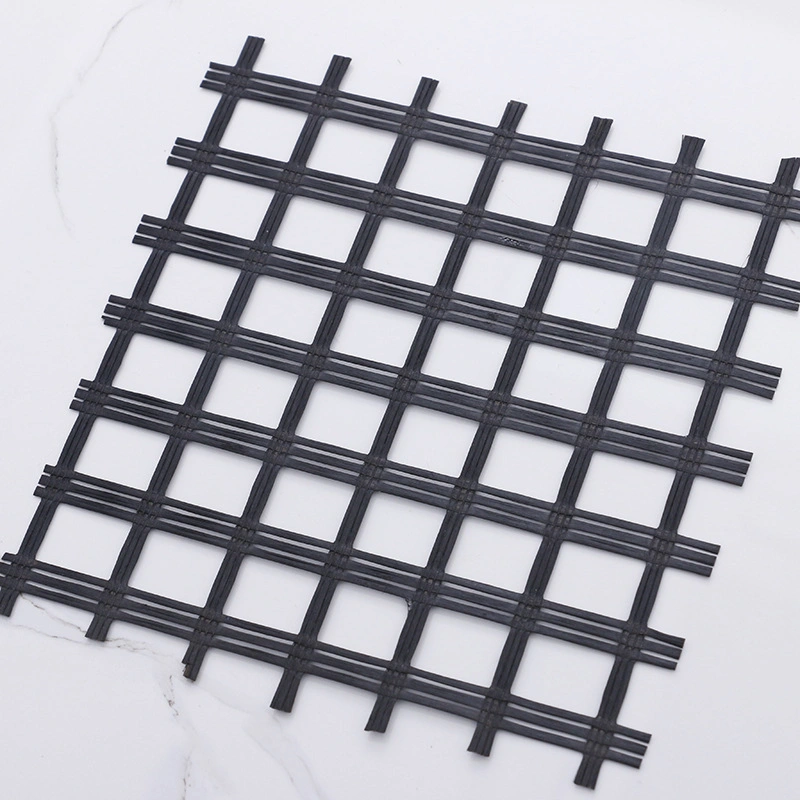 Customized Black 80kn 100kn Asphalt Road Glass Bidirectional Fiber Geogrid for High-Quality Slope Protection Roadbed Reinforcement