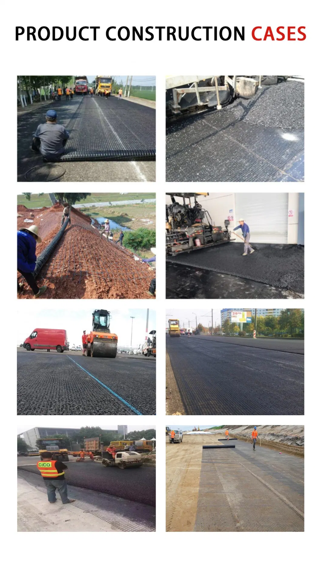 China Fatory Fiber Glass Geogrids Ground Grid Fiberglass Geogrid for Road Construction