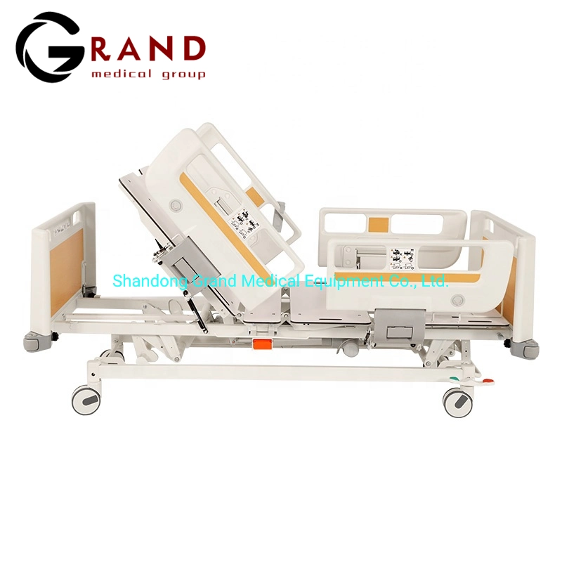 ICU Nursing Bed Electric Adjustable Hospital Bed for Sale Paramount Patient Medical 5 Function Portable Electric Folding Nursing Bed with Guardrail