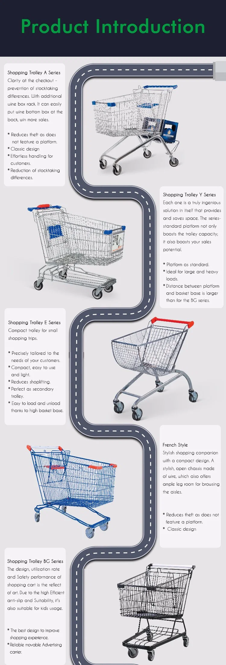 Zinc Plated Surface Handling Shopping Cart Type Shopping Cart