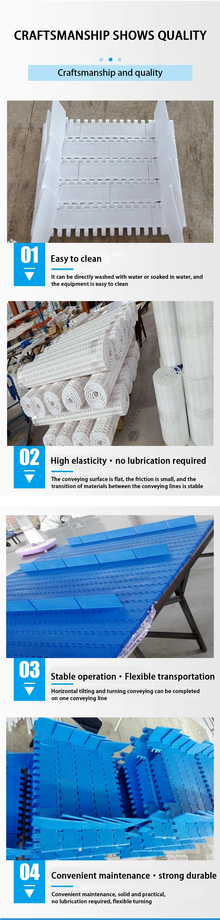 Flat Top 1000 Molded to Width with Positrack Plastic Modular Conveyor Belts