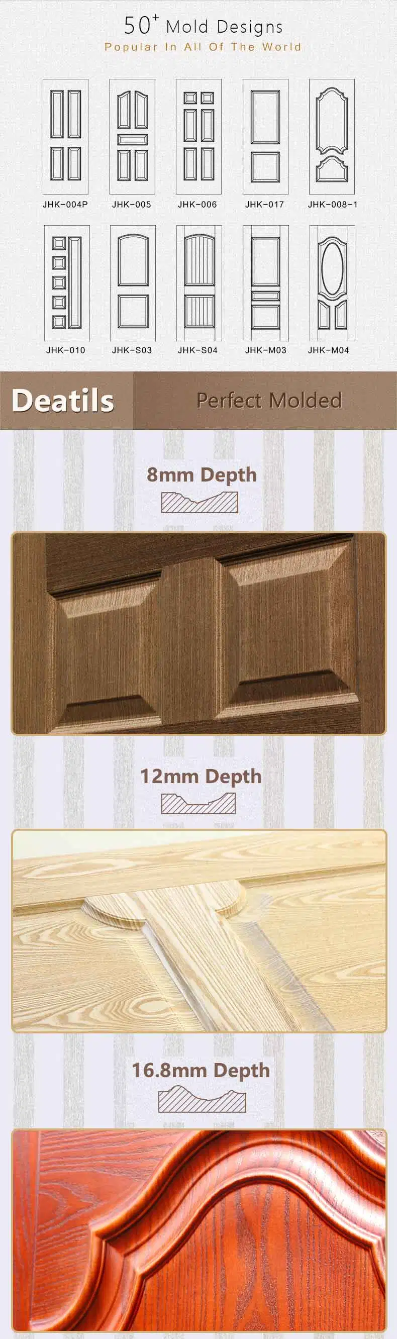 Jhk Teak Wood Wardrobe Door Design Wood Veneer for Door