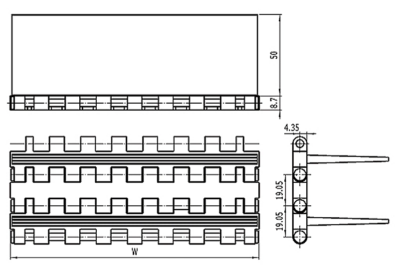 Flat Top Base Flights 5935 Modular Conveyor Belt