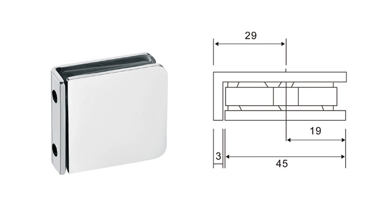 Bathroom Hardware Fitting Zinc Alloy Connecting Glass Door Clamp