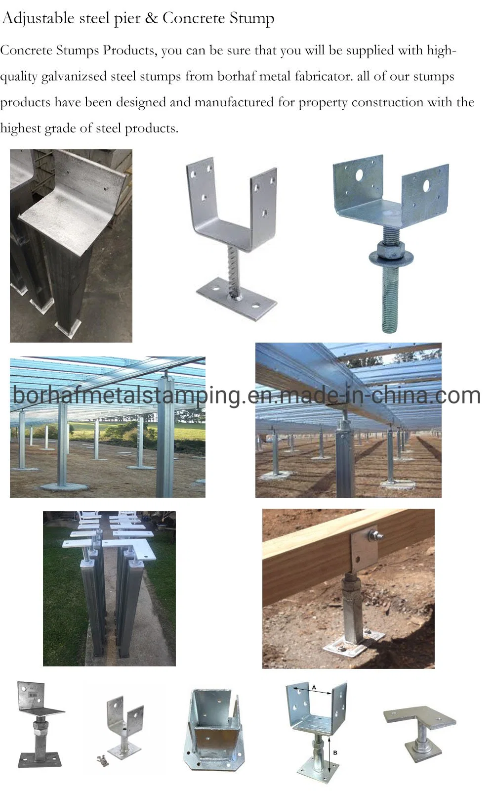 Customized Ajduatable Piers Support Stump Components for Australia Market