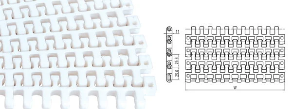 Food Grade Plastic Modular Conveyor Belt Flush Grid M2540