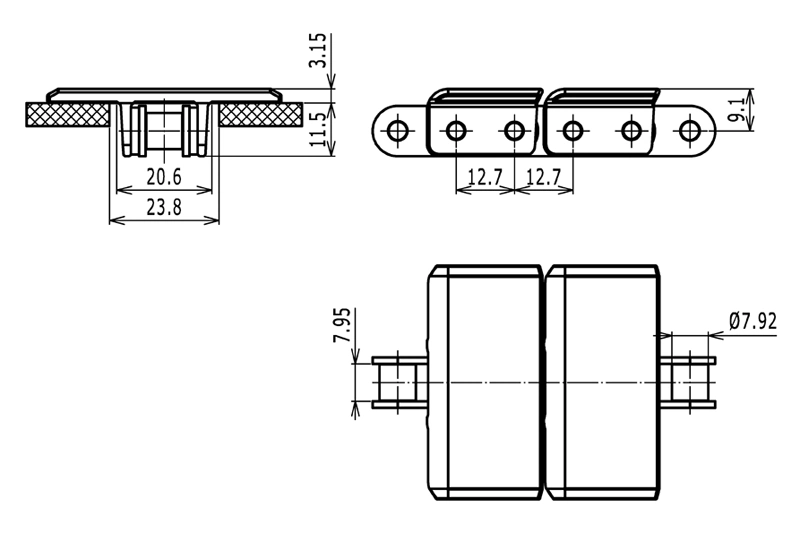 Haasbelts Belt Plastic Top Plate 843 Series Snap-on Chain