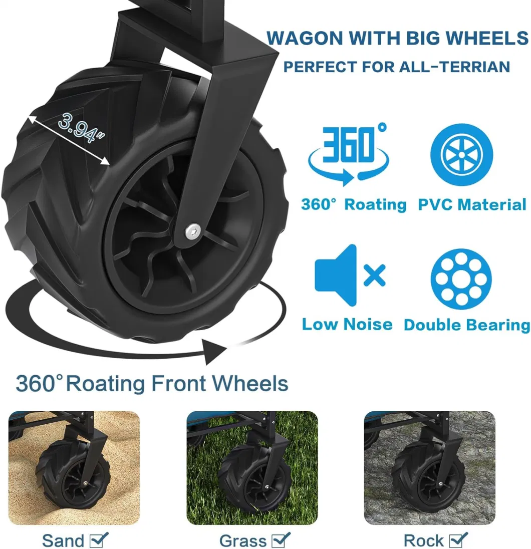 Big Wheel Can Rotate 360 Degrees Easy Folding Beach Trolley