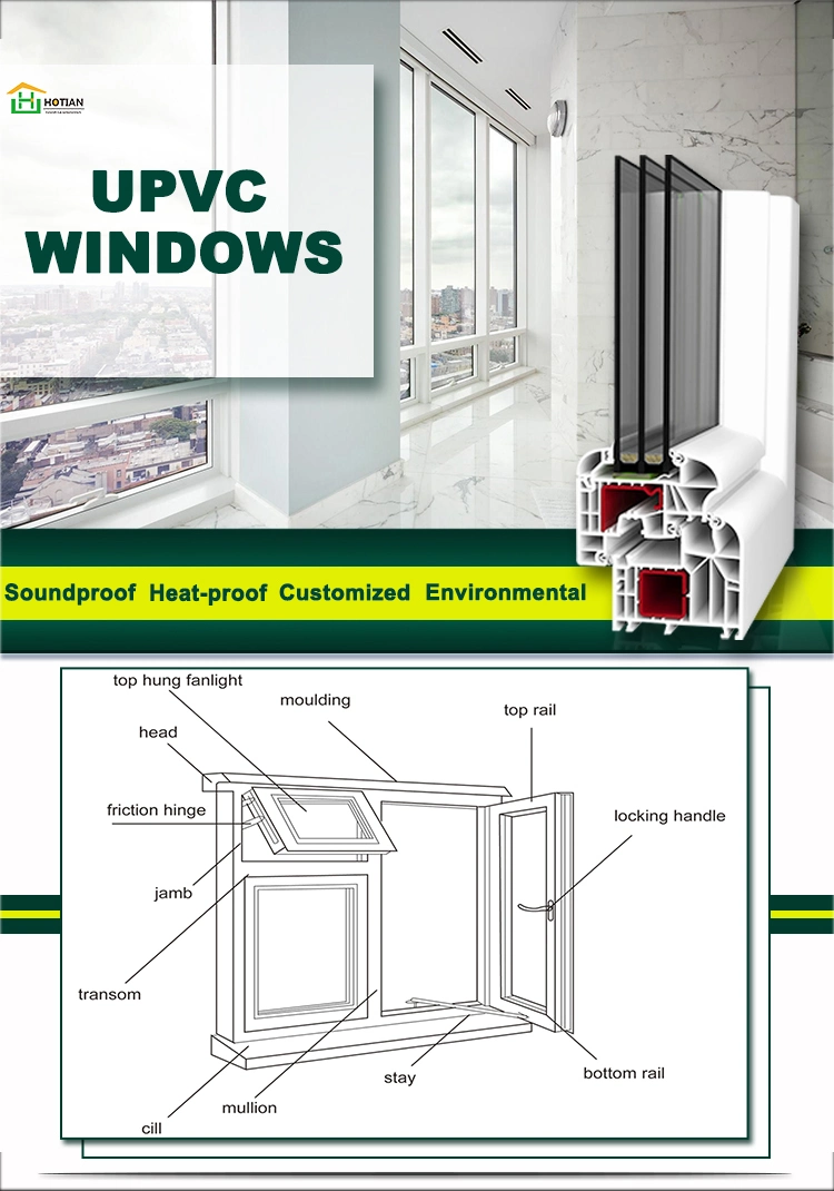 Bathroom Window French PVC Arch Window with Grill Design