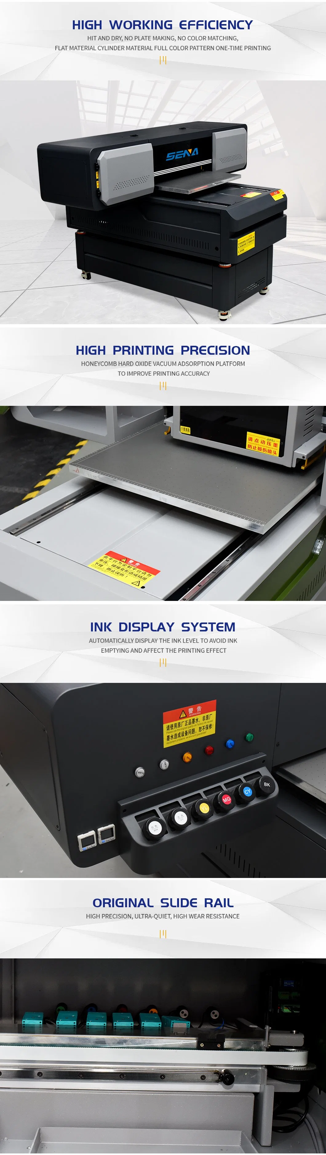 Sena Sells UV Flatbed Printers Made in China High Quality 6090 Printing Machine Ricoh G5I Head for PVC Acrylic Planks Glass Packaging Box ID Cards