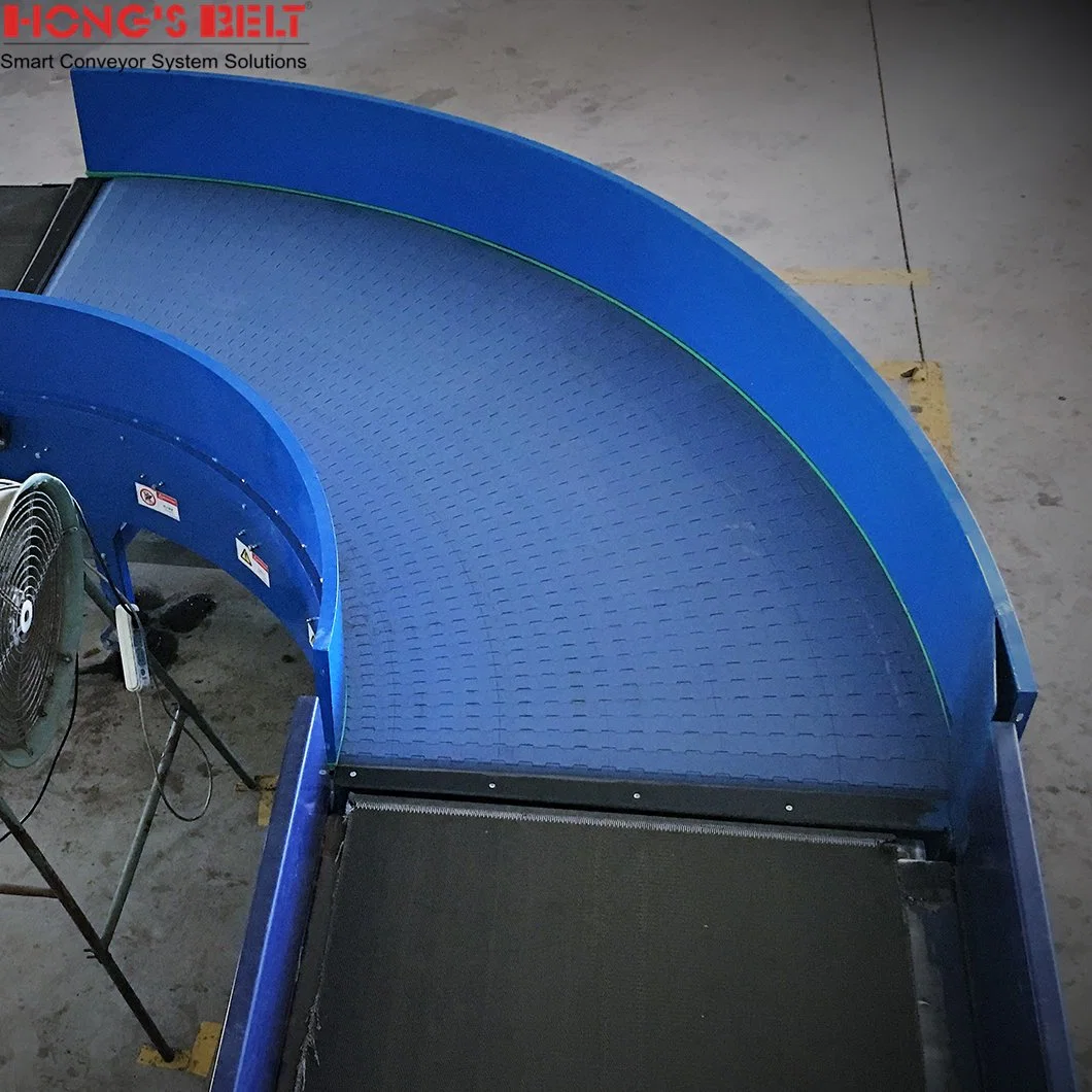 Hongsbelt Curved Belt Conveyor Belt Conveyor Curve 90 Degree Chain Conveyor