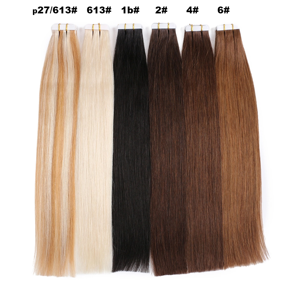 18 to 20 Inches Tape in Human Hair Extensions Chocolate Brown Caramel Brown Piano 100% Remy Human Hair Extensions Soft Thick to End 50g/Pack 20PCS Seamless