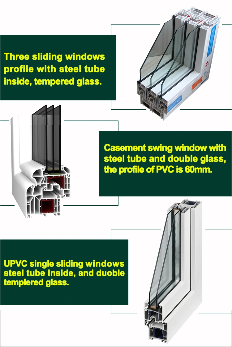 High Grade Sound Insulation PVC Single Hung Window