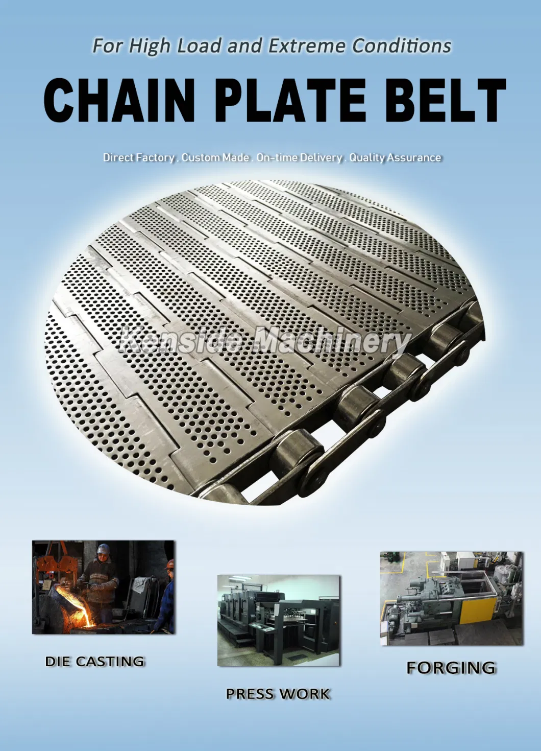 Metal Conveyor Chain Plate Slat Steel Hinged Belt