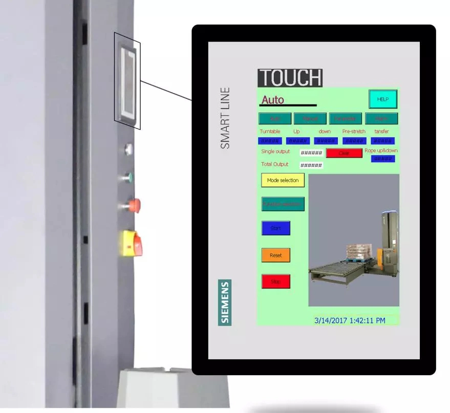 Online Fully Automatic Packaging/ Packing Winding Machine with Input&Output Conveyor Stretch Film Pallet Wrap/Wrapping Machine