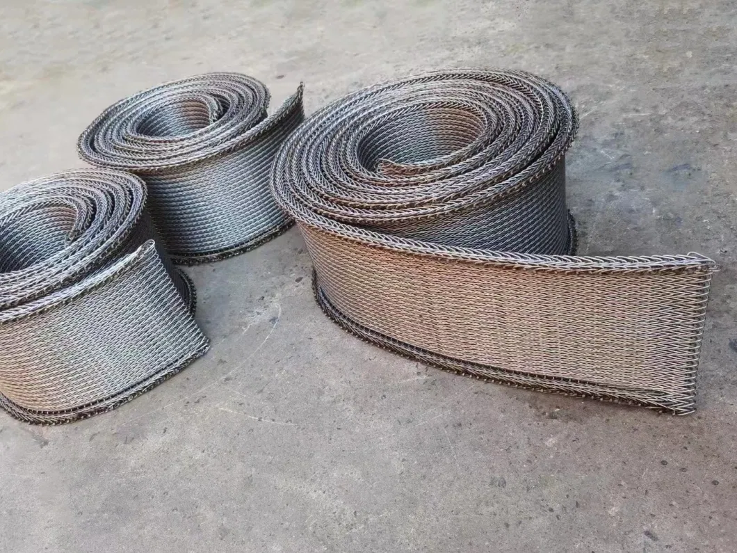 High Temperature Stainless Steel Spiral Wire Mesh Flat Chain Conveyor Belts