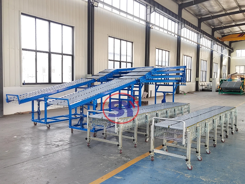 Truck Loading Unloading PVC/Plastic Extensible Roller Conveyor Telescopic for Carton Box