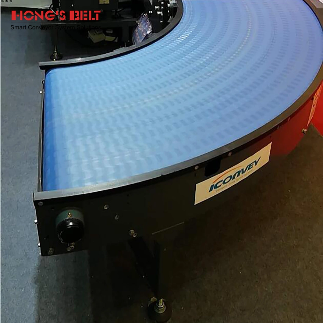 Hongsbelt HS-2000A Flat Top Turning Modular Plastic Conveyor Belt with Min Inner Radius 600mm