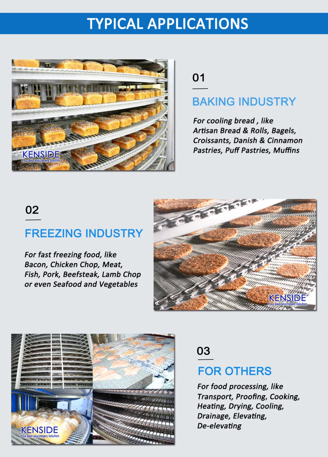 Stainless Steel Belting Spiral Conveyor Belts Reduced Radius Belts for Spiral Coolers, Spiral Freezers, Spiral Proofers