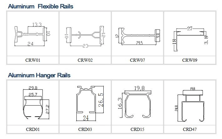 Standard Rectangle Aluminum Curtain Rail Straight Track