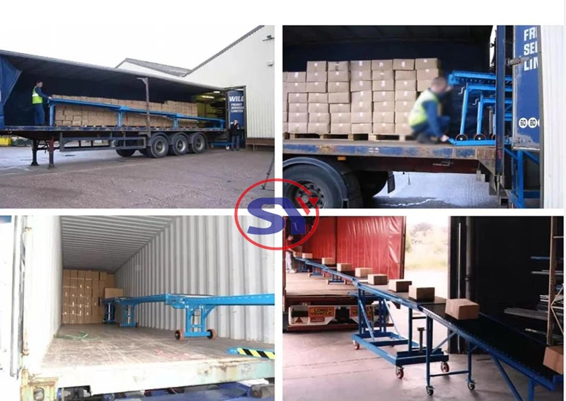 Truck Loading Unloading PVC/Plastic Extensible Roller Conveyor Telescopic for Carton Box