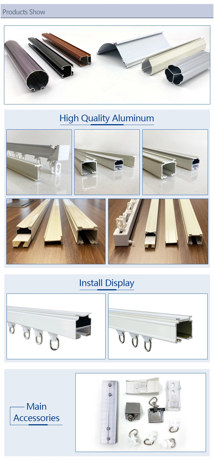 Standard Rectangle Aluminum Curtain Rail Straight Track