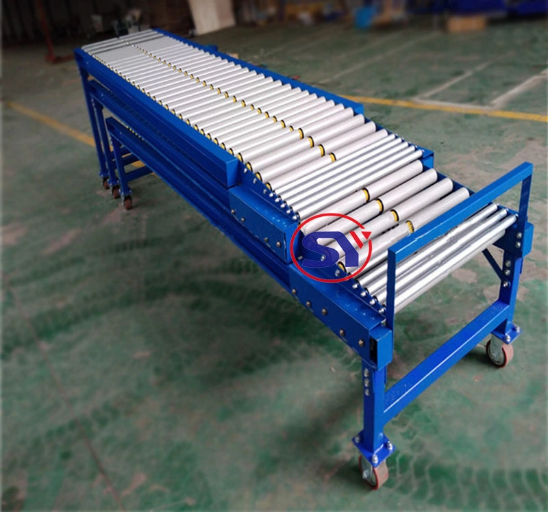 Truck Loading Unloading PVC/Plastic Extensible Roller Conveyor Telescopic for Carton Box