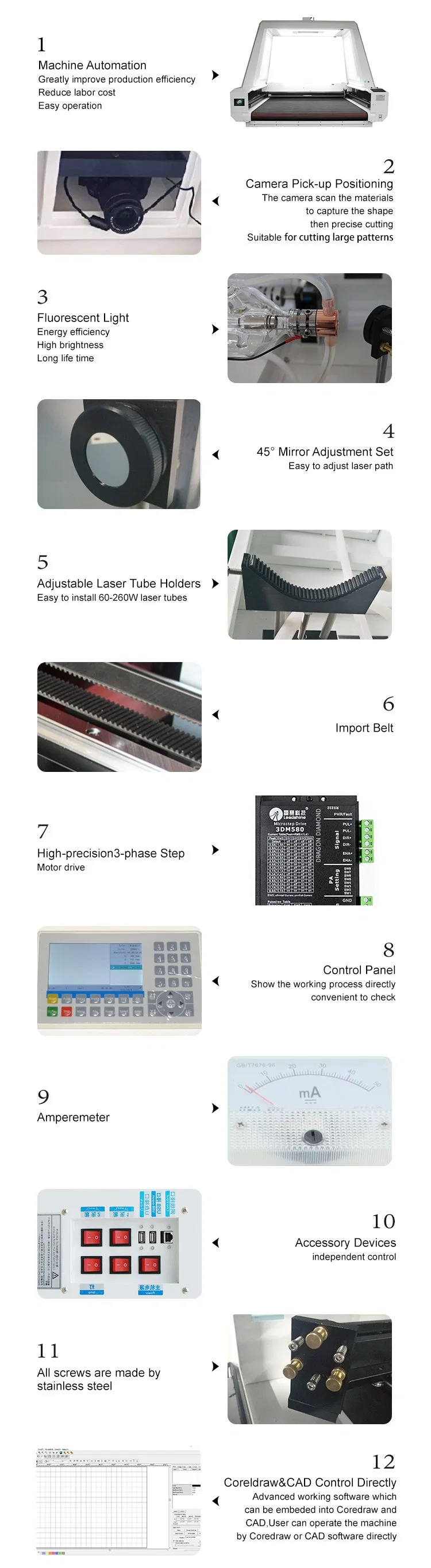 Lihua Big Vision Ccd Camera Laser Cutter Co2 Cnc Laser Cutting Machine With Conveyor For Sublimation Roll Fabric Textile Cloth Garment