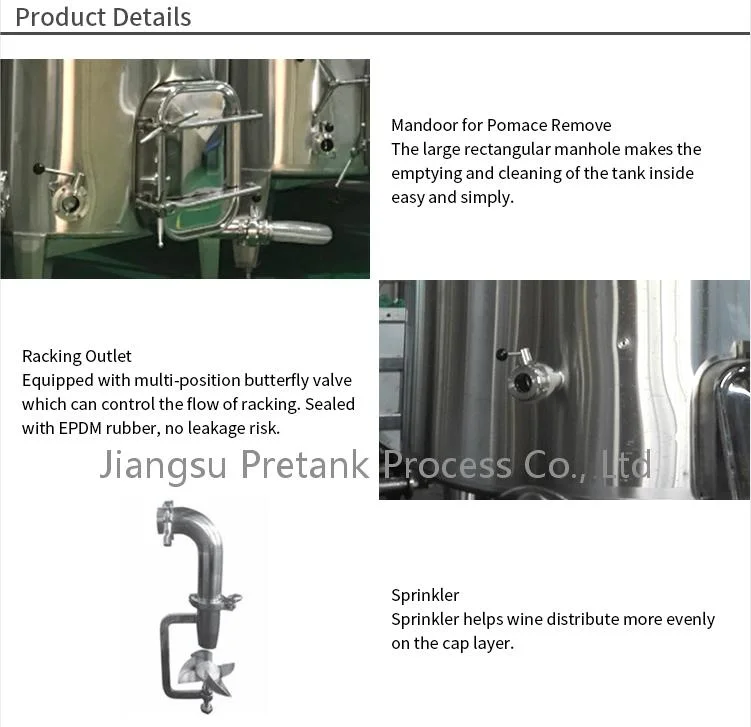 7kl Stainless Steel 304 Pump-Over Wine Fermentation Tank Fermenter