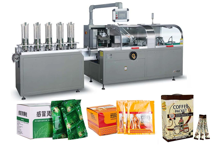 China Manufacturer Customized Cartoning Machine for Sachet Coffer Stick Conveyor Belt Carton Packing Machine Small Bags Horizontal Carton Packing Machine