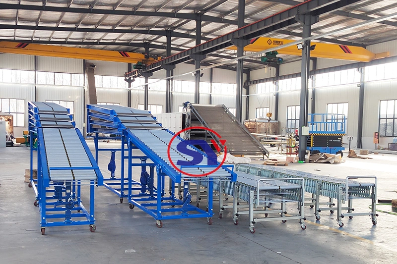 Truck Loading Unloading PVC/Plastic Extensible Roller Conveyor Telescopic for Carton Box