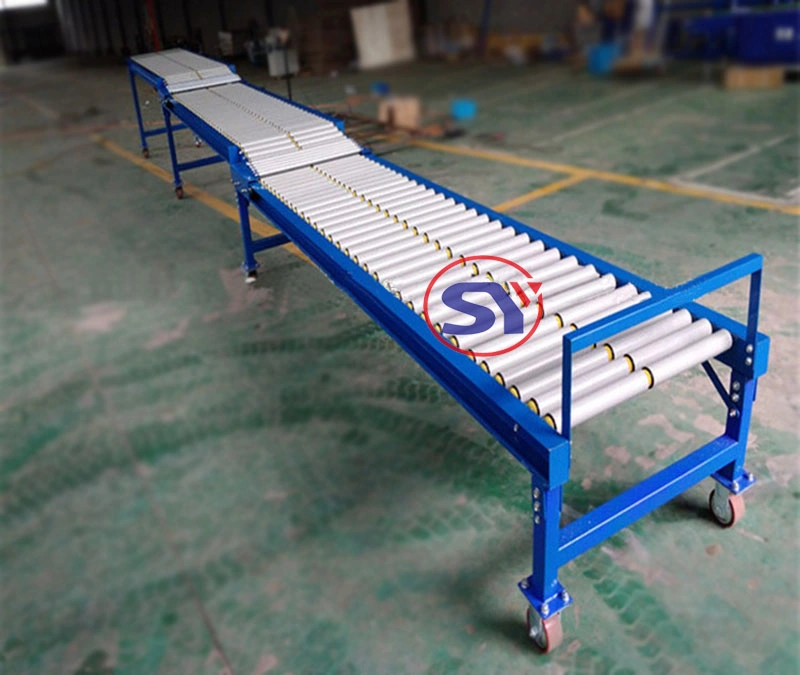 Truck Loading Unloading PVC/Plastic Extensible Roller Conveyor Telescopic for Carton Box