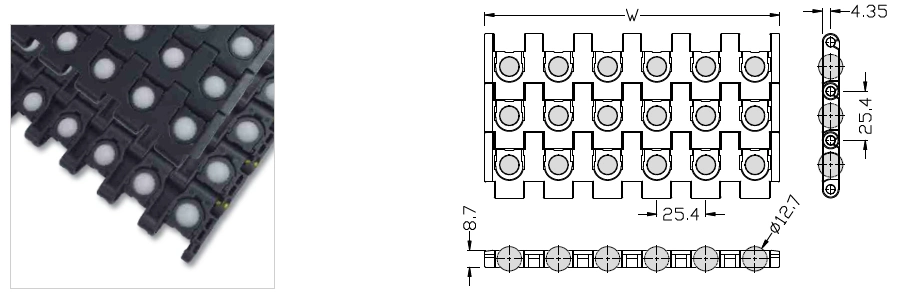 Plastic Roller Top Modular Belt Flexible Universal Ball Conveyor Belt with Factory Price