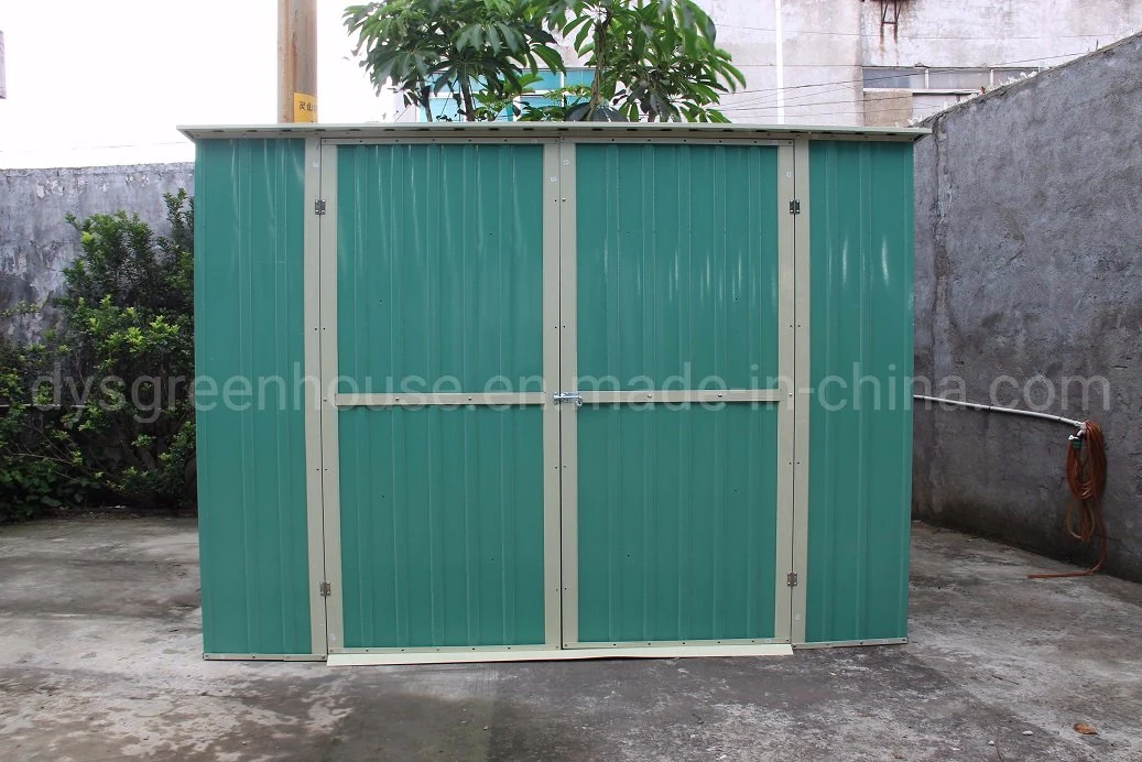 Easy Assembling Steel Panel Garden Shed Tool Kit Storage House with Flat Pent Roof and Double Sliding Doors RDS2618-G2