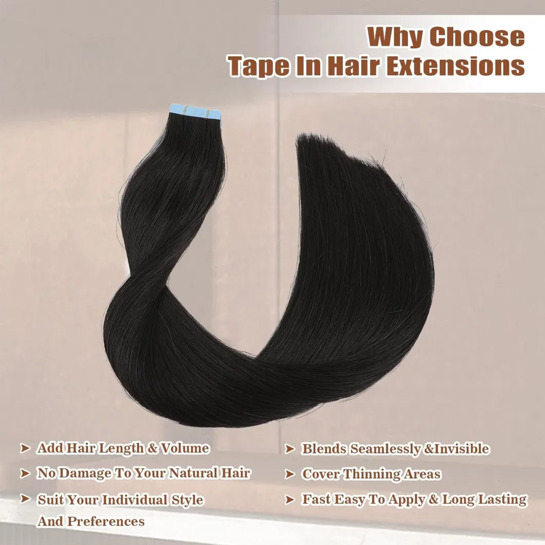 18 to 20 Inches Tape in Human Hair Extensions Chocolate Brown Caramel Brown Piano 100% Remy Human Hair Extensions Soft Thick to End 50g/Pack 20PCS Seamless