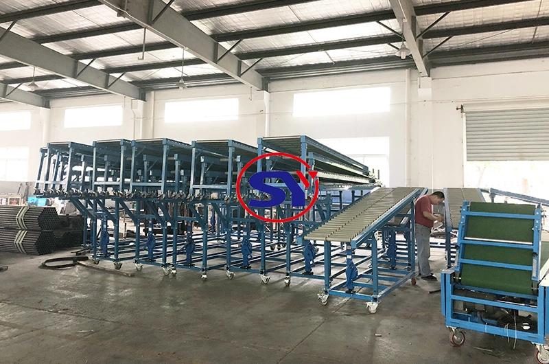 Truck Loading Unloading PVC/Plastic Extensible Roller Conveyor Telescopic for Carton Box