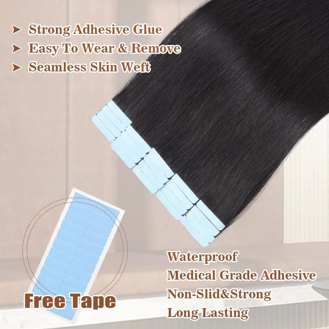 18 to 20 Inches Tape in Human Hair Extensions Chocolate Brown Caramel Brown Piano 100% Remy Human Hair Extensions Soft Thick to End 50g/Pack 20PCS Seamless