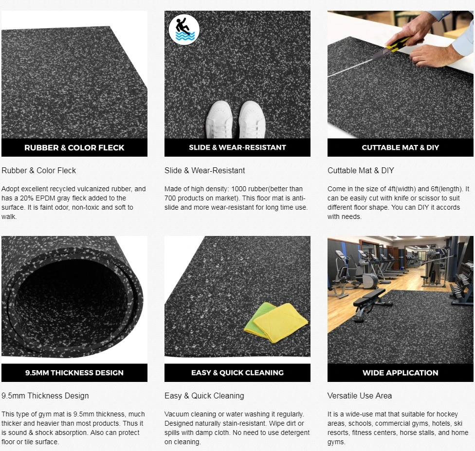 Sol Rubber EPDM Gym Anti Slip Rubber Rolled Flooring Mat