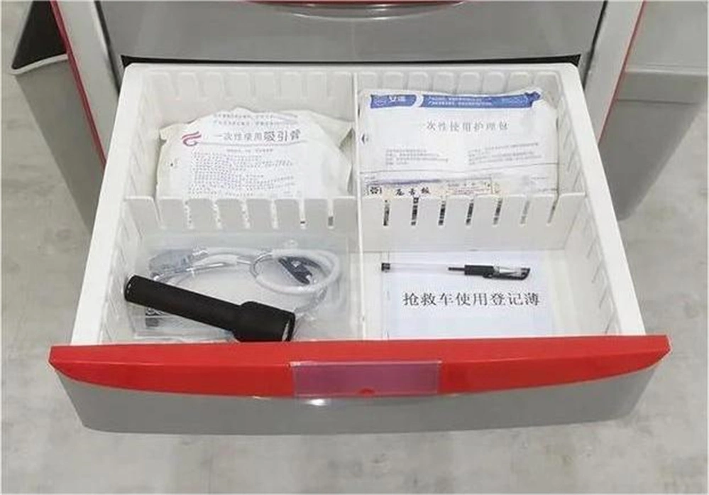 Multi-Function Medical Emergency Trolley Cart with ABS Table Surface