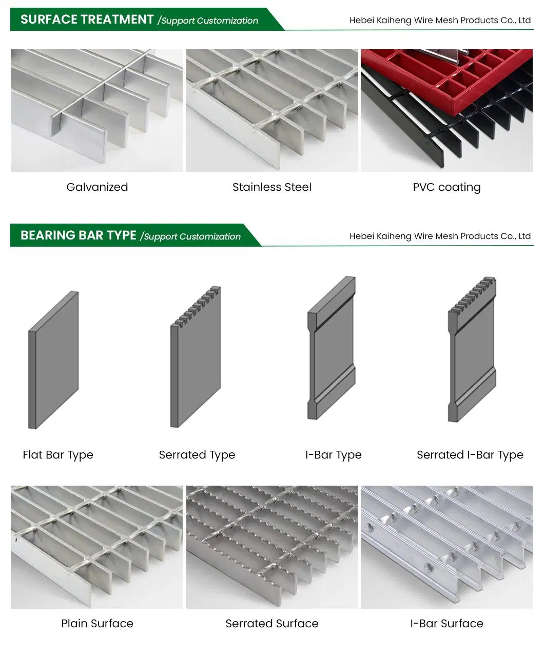 Kaiheng Metal Open Bar Gratings Wholesaler Hot DIP Galvanized Industry Steel Grating Walkway Platform China Galvanized Floor Platform Steel Grid