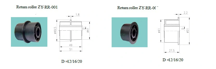 Plastic Return Rollers PA6 Materials Black/Green Color