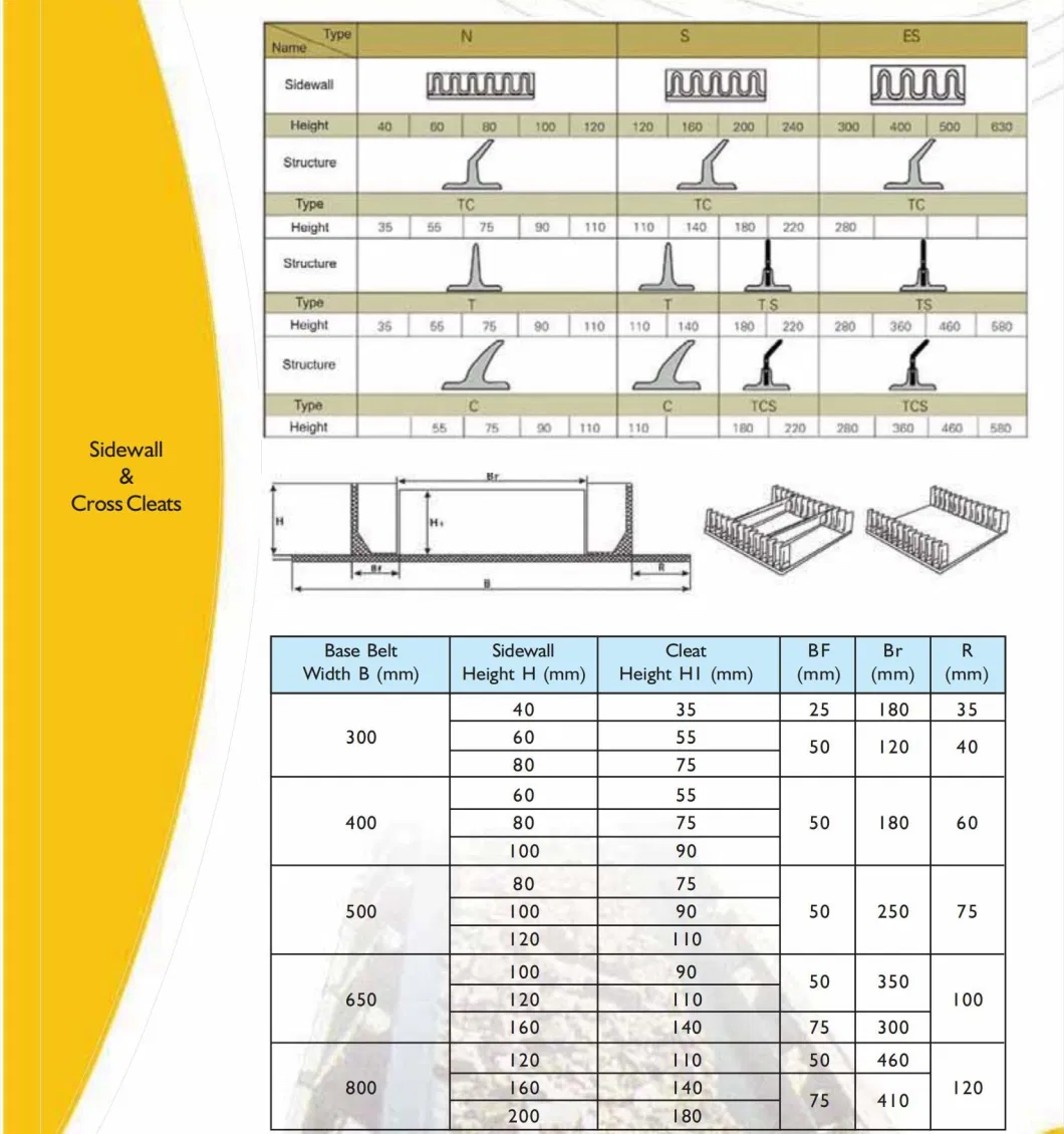 Ep Nn Cc Textile Ply Conveyor Belt Rough Top Steel Cord Conveyor Belt Chevron Conveyor Belt Pipe Conveyor Belt PVC Pvg Solid Woven Corrugated Sidewall Belt