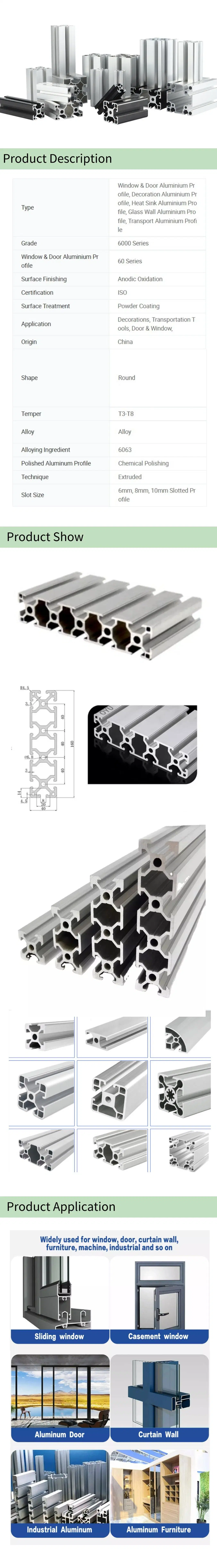 Extrusion Aluminium Profile for Window and Door Sliding Frame Parts